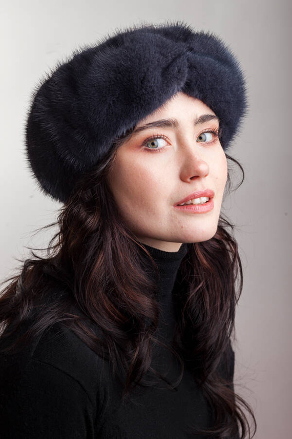 Genuine Fox Fur Headband in Black 