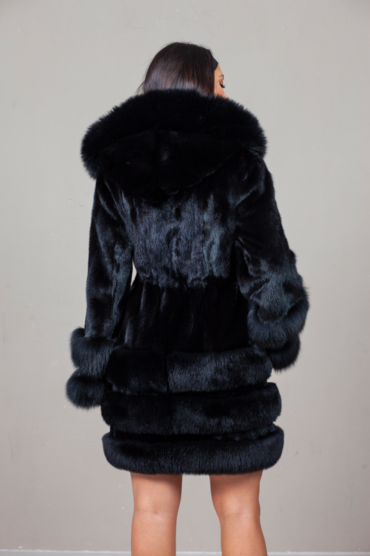 Genuine fox fur jacket in brown