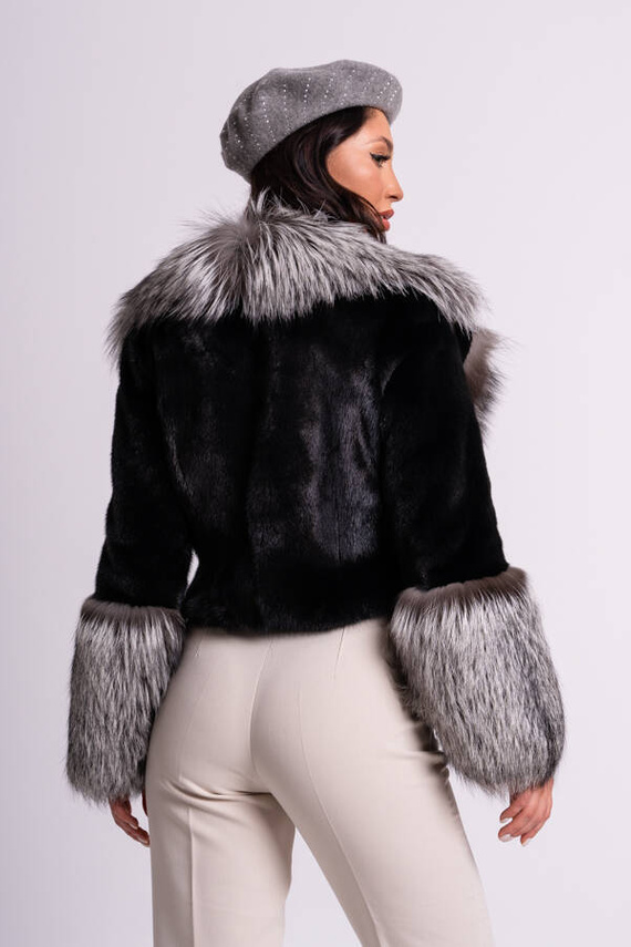 Genuine fox fur jacket in brown