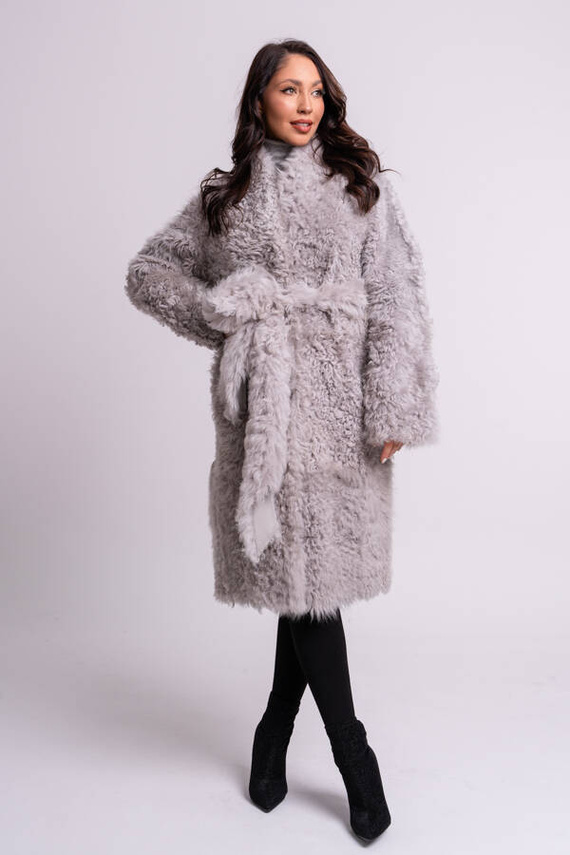 Woman’s Genuine Sheepskin Coat – Heather Colour