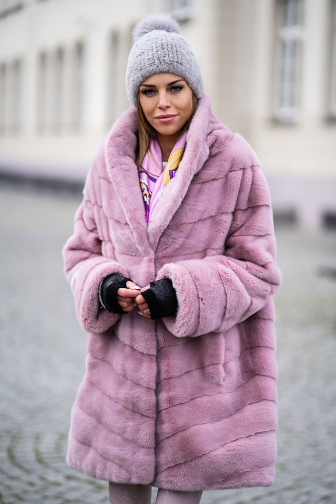 Pink mink fur coat best sale