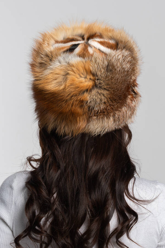 Red Fox Fur Roller Hat with Mink top 