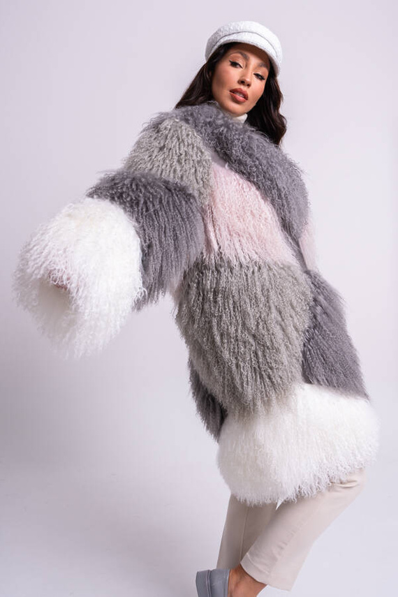 Woman’s Genuine Sheepskin Coat – Heather Colour