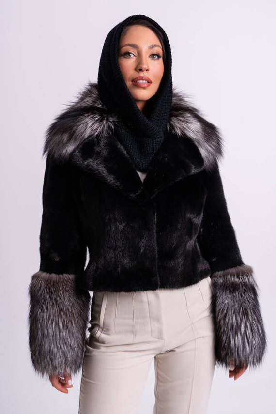 Genuine fox fur jacket in brown