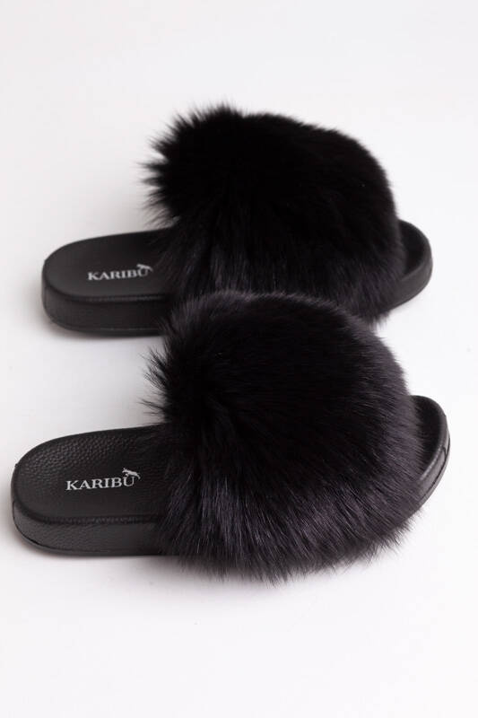 Ladies Fur Slides Summer Sandals With Genuine Fur