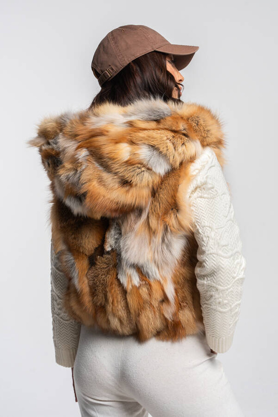 Ladies Genuine Silver Fox Fur Vest