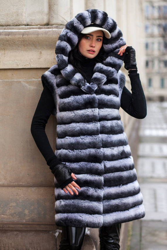 Ladies Genuine Silver Fox Fur Vest