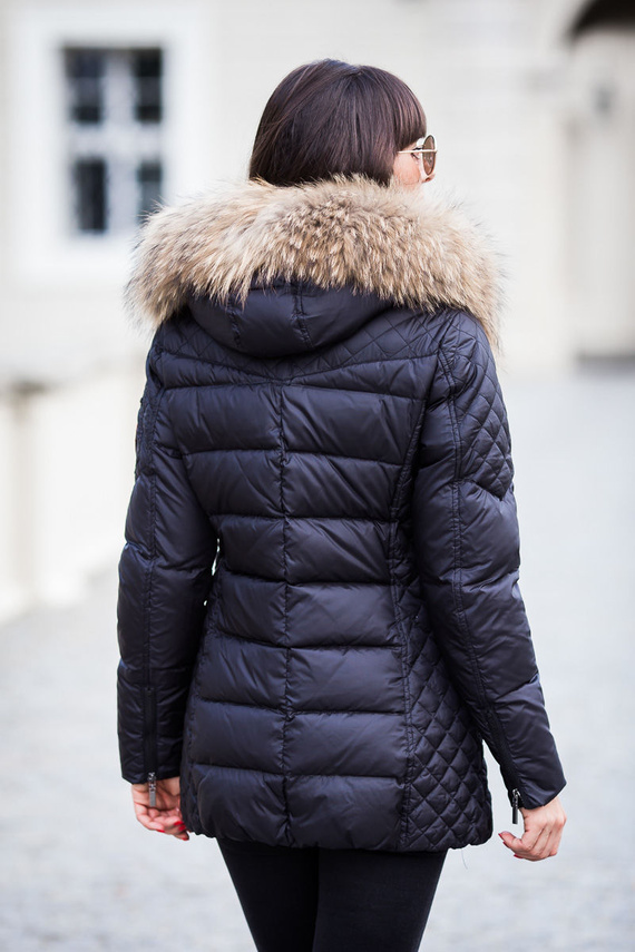 Fur lined Parka Jacket with Genuine Raccoon Fur dyed in Salmon Pink 