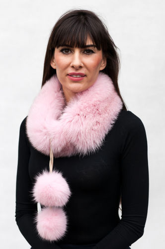 Genuine Fox Fur Headband in Pink.