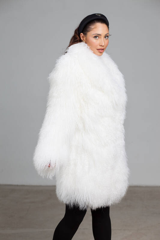 Genuine fox fur jacket in brown