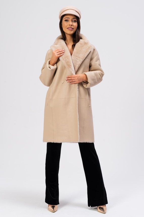 Woman’s Genuine Sheepskin Coat – Heather Colour