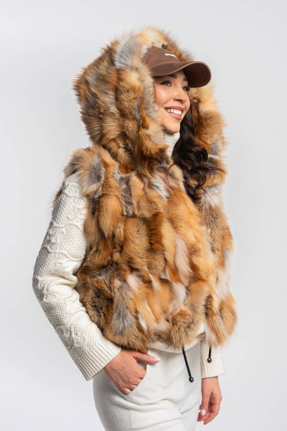 Ladies Genuine Silver Fox Fur Vest