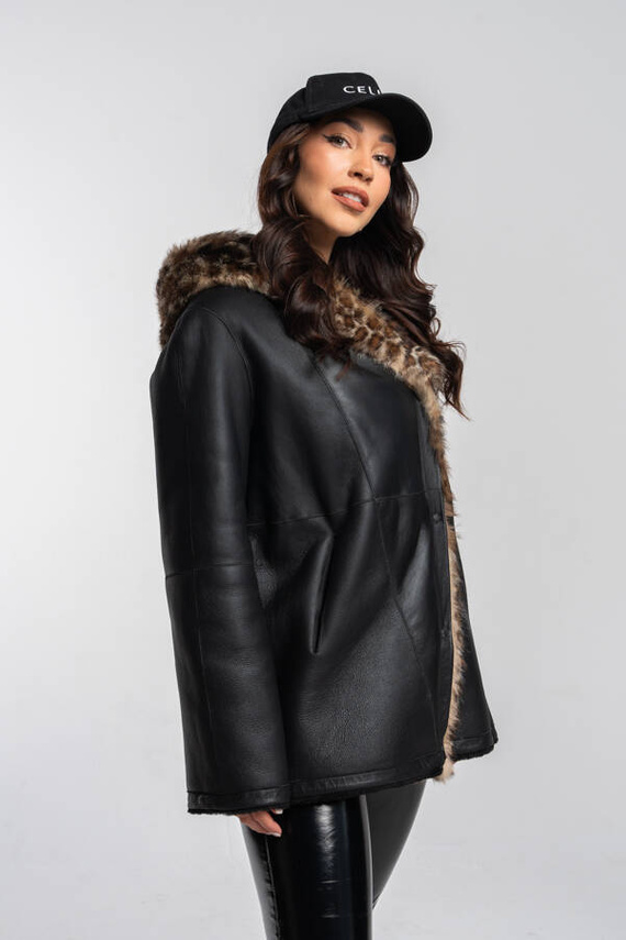 Woman’s Genuine Sheepskin Coat – Heather Colour