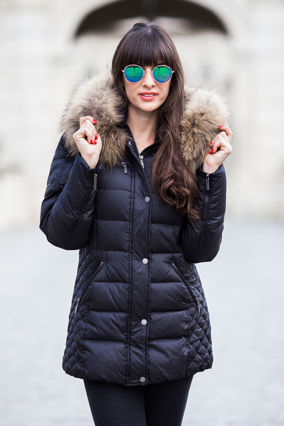 Fur lined Parka Jacket with Genuine Raccoon Fur dyed in Salmon Pink 