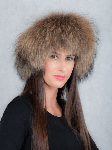 Genuine Finland Racoon Fur Headband in Natural Brown