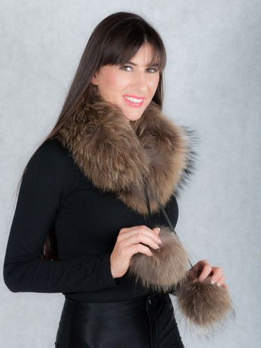 Genuine Finland Racoon Fur Headband in Natural Brown